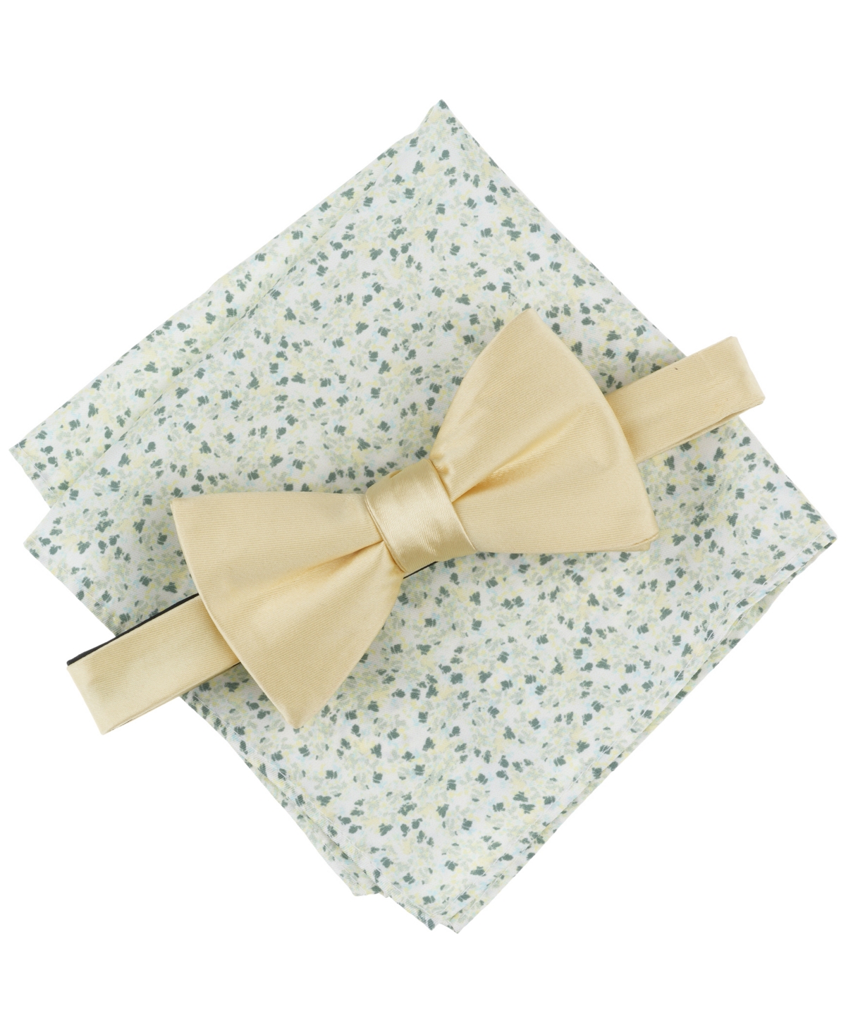 Bar Iii Men's Solid Bow Tie & Pocket Square Set, Exclusively At Macy's In Yellow