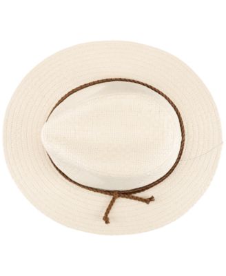 Men's Straw Panama Hat with Braided Faux-Leather Band