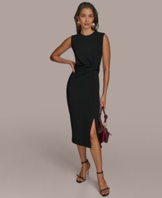Donna Karan New York - Women's Jewel-Neck Front-Slit Sheath Dress