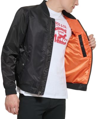 Men's Flight Full-Zip Satin Bomber Jacket