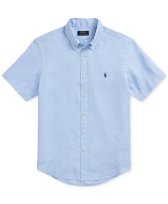 Men's Short-Sleeve Linen Button-Up