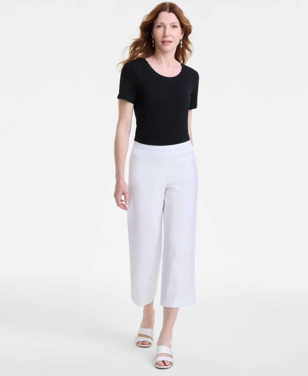 Shop Jm Collection Women's Pull-on Cropped Wide-leg Pants, Exclusively At Macy's