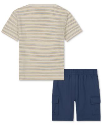 Baby Striped T-Shirt & Cargo Shorts, 2 Piece Set