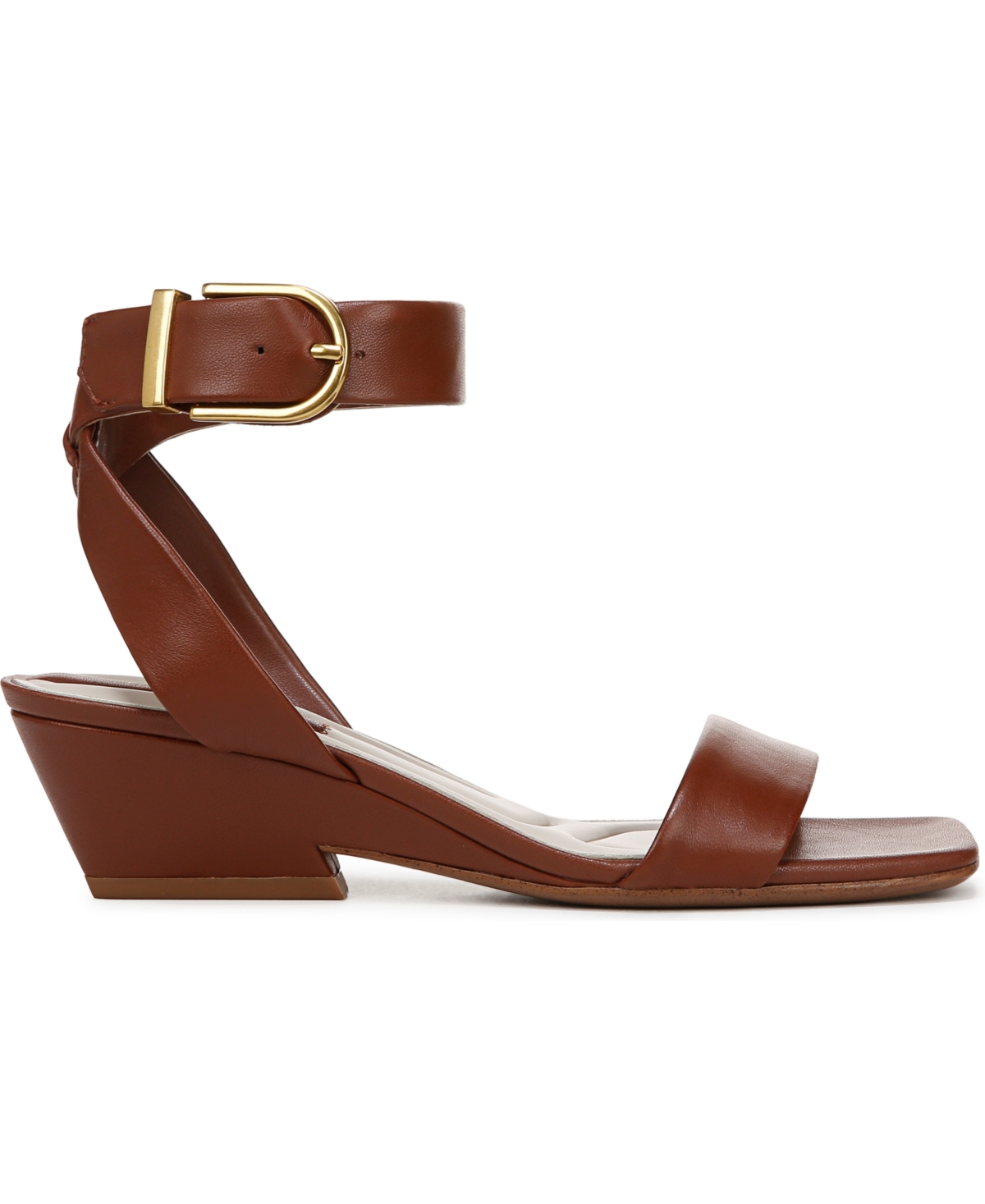 Franco Sarto Women's Savini Open Square Toe Ankle Strap Dress Sandals In Saddle Brown Leather