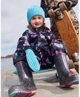 Little Girls Rain Boots Black With Glitter