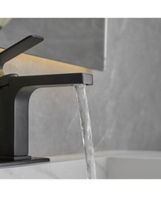 Waterfall Bathroom Faucet, 8" Widespread 2-Handle with Pop-Up Drain, Matte Black & Brushed Nickel Finish