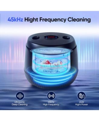 Ultrasonic Retainer Cleaner, 45kHz Retainer Cleaner Machine with Digital Timer, 200ML Portable Ultrasonic Retainer Jewelry Cleaner for Dentures, Aligner, Braces, Mouth Guard