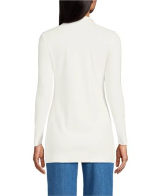 Women's Long Sleeve Polished Rib Button Through Tunic Shirt