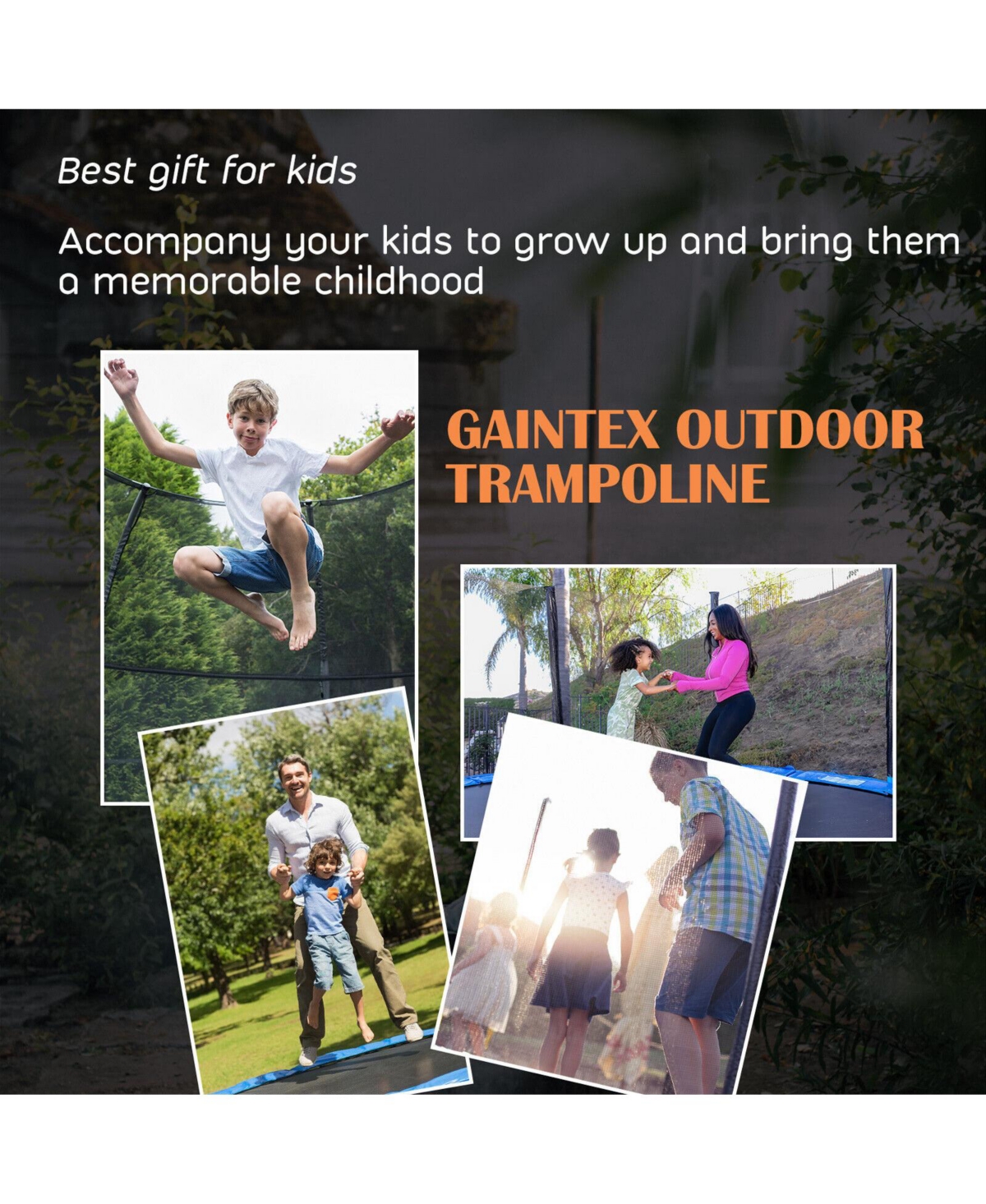 12 Feet Recreational Trampoline with Basketball Hoop