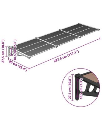Door Canopy Black 117.1"x35.4" Polycarbonate