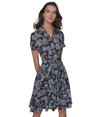 Women's Paris Toile Tie-Waist Dress