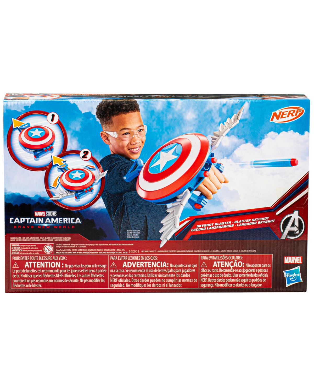 Marvel Studios Captain America Brave New World Nerf Skyshot Blaster In Multi