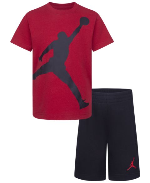 Комплект Jordan Jumbo Jumpman T-Shirt and Shorts, 2-Piece Set для мальчиков, цвет: Чёрный / Красный
