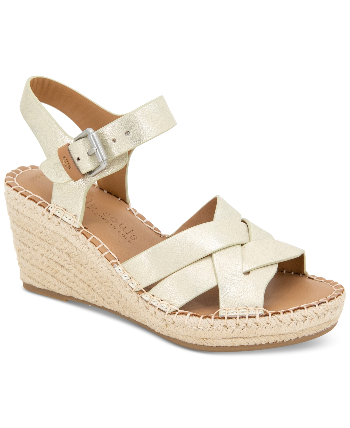 Gentle Souls - Caspian Leather Espadrille Wedge In Ice