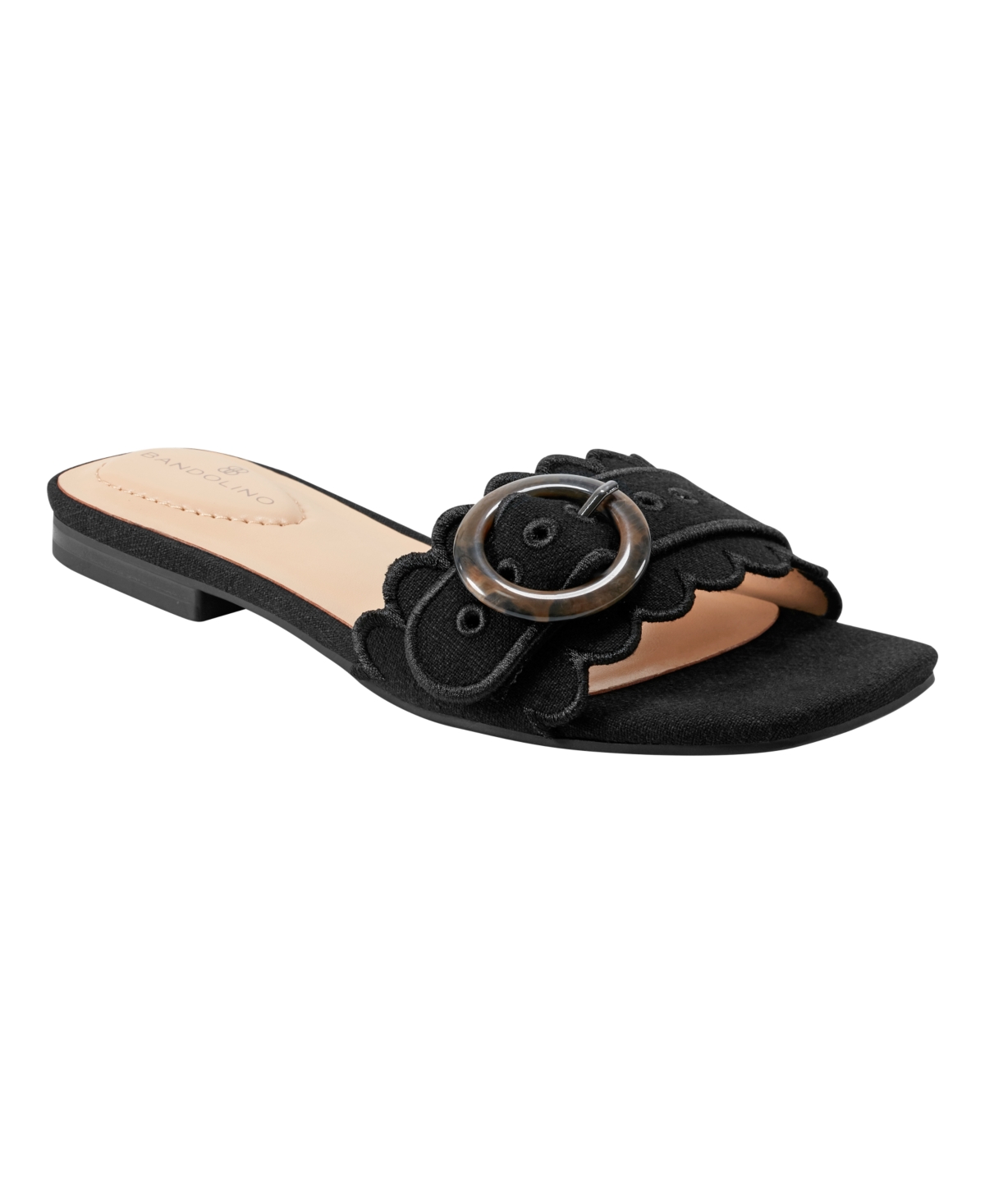 Women's Silla Scallop Buckle Flat Slide Sandals - Light Natural