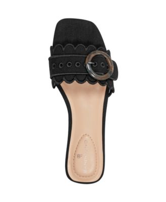 Women's Silla Scallop Buckle Flat Slide Sandals