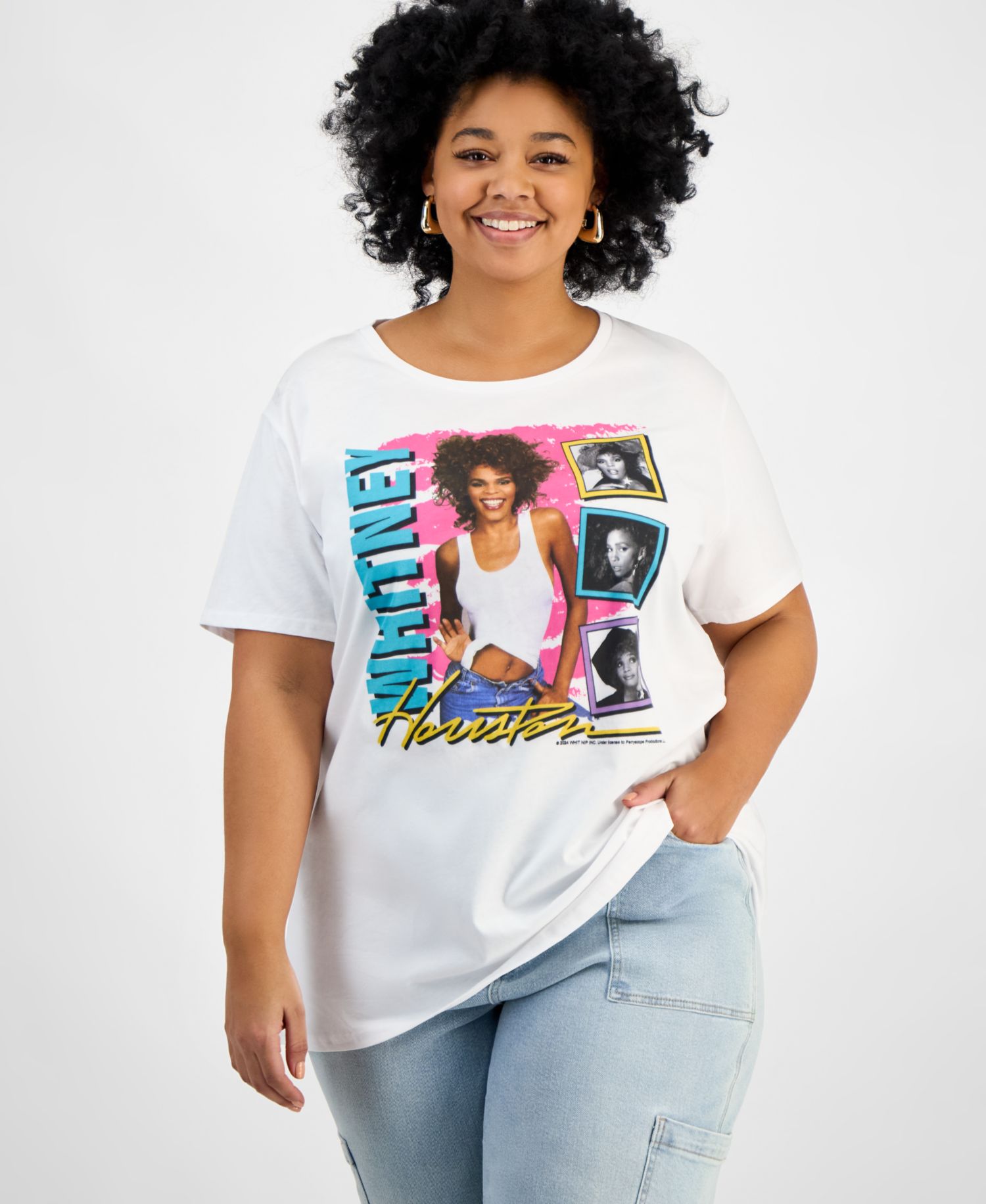 Trendy Plus Size Cotton Whitney Houston Graphic Tee
