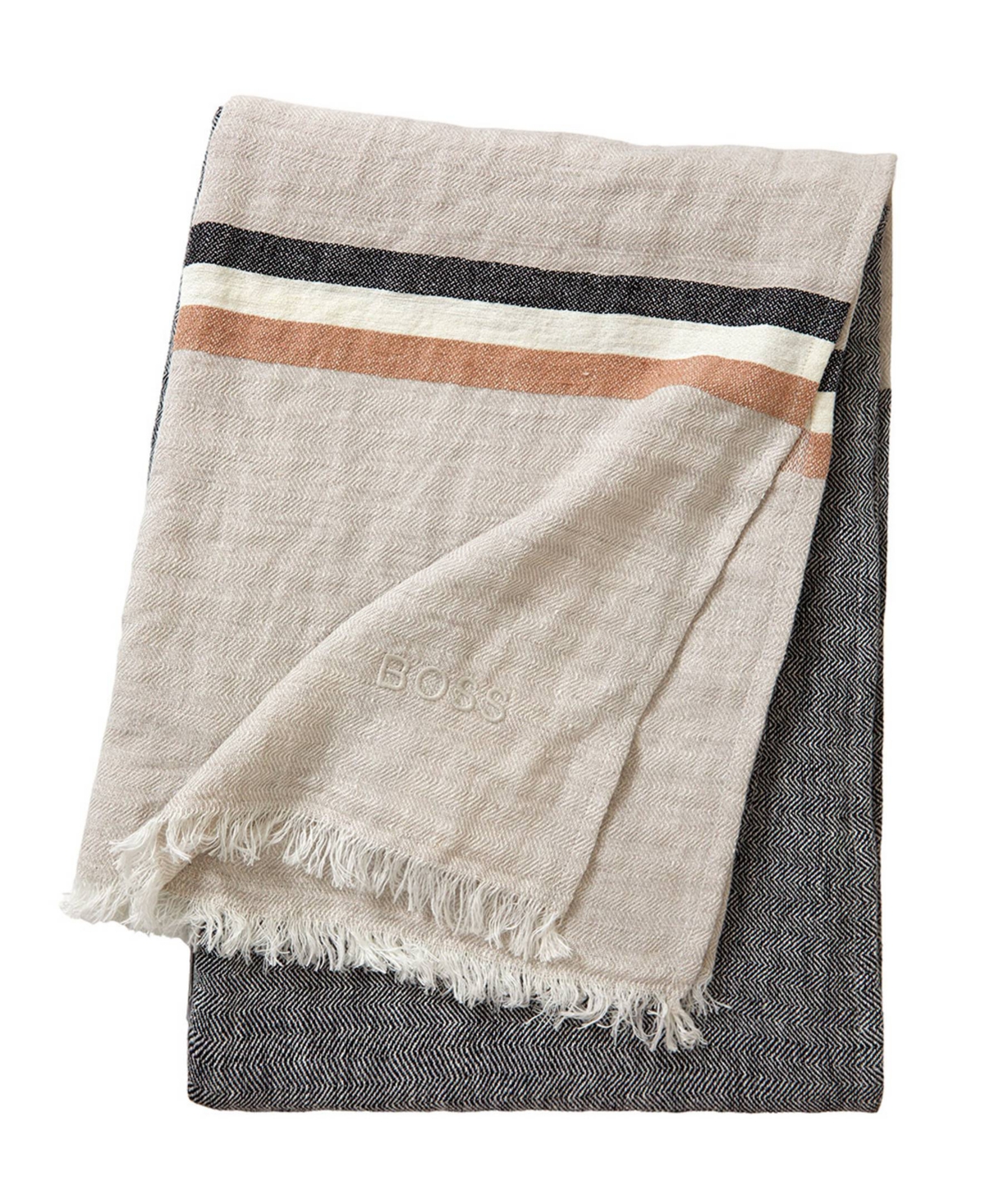 Boss Home By Hugo Boss Stripe Linen Throw, 51" X 67" In Brown