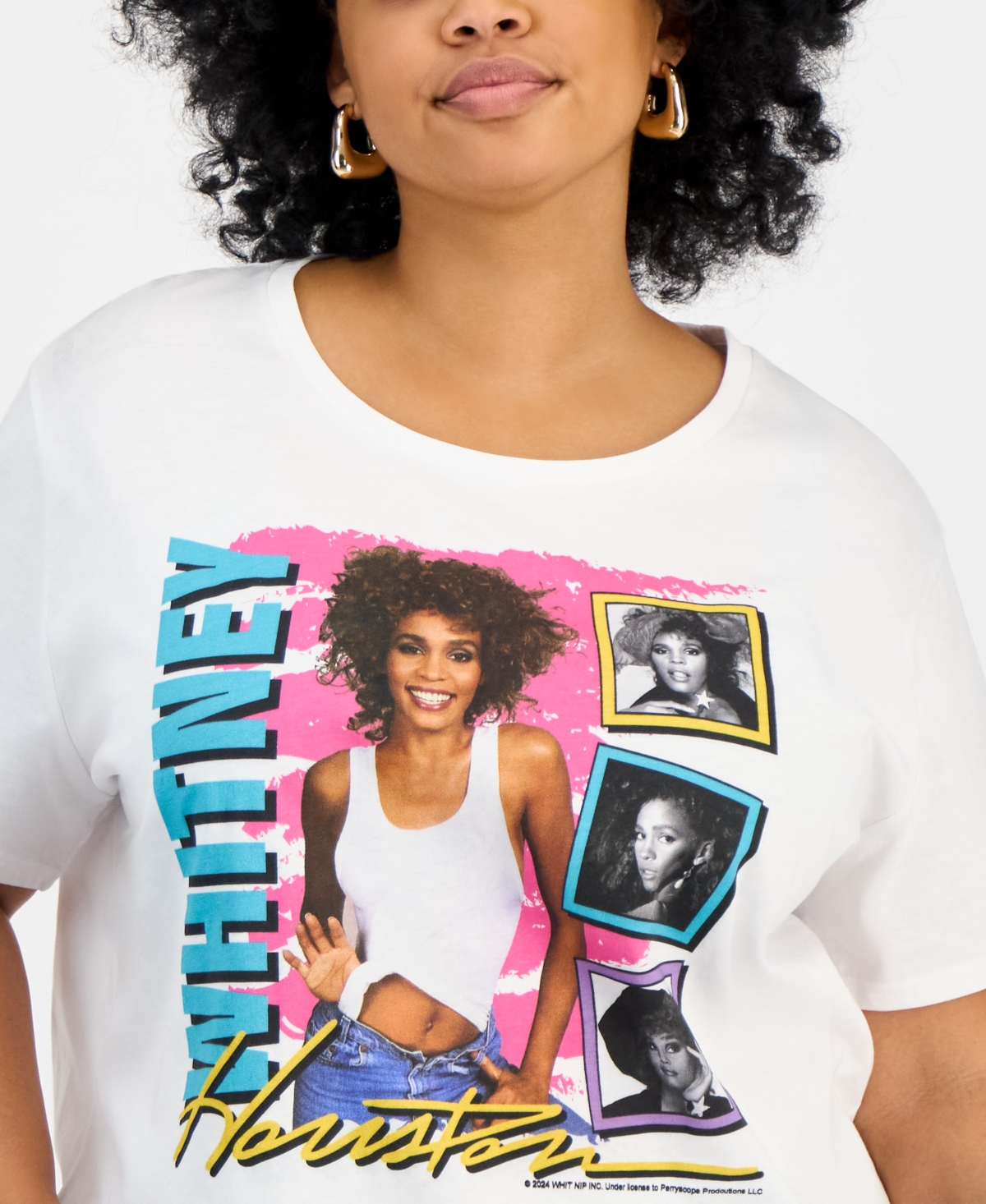 Hybrid Apparel Trendy Plus Size Cotton Whitney Houston Graphic Tee In White