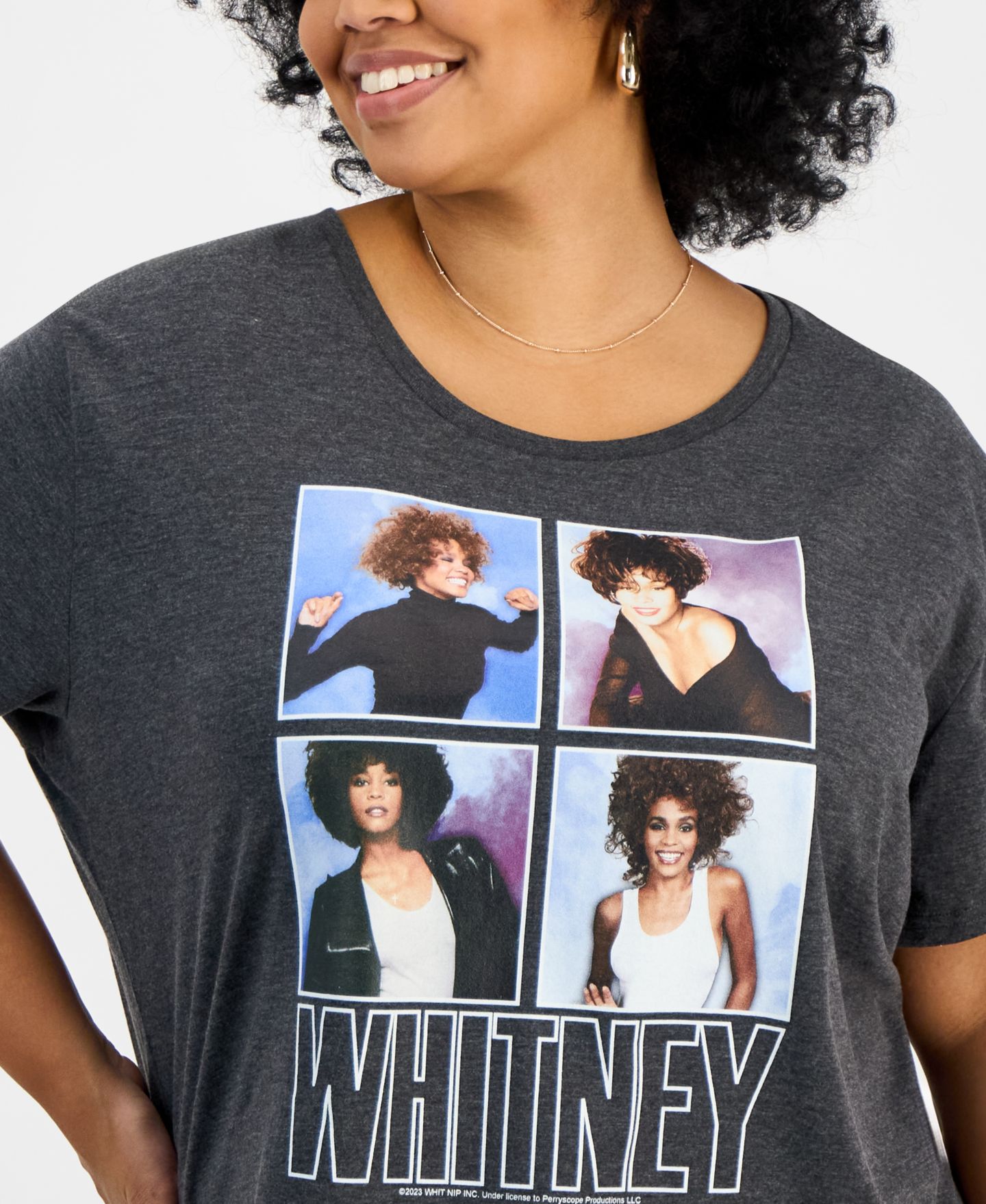 Женская футболка Hybrid Apparel Trendy Plus Size Cotton Whitney Houston Graphic, цвет: Серый — фото 3