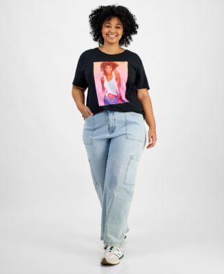 Trendy Plus Size Cotton Whitney Houston Graphic Tee