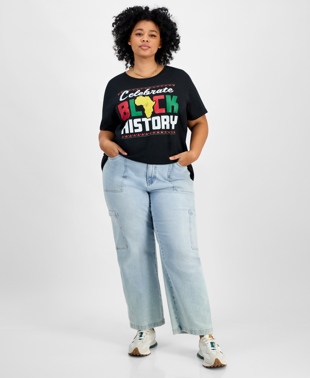 Hybrid Apparel Trendy Plus Size Cotton Celebrate Black History Graphic Top In Multi
