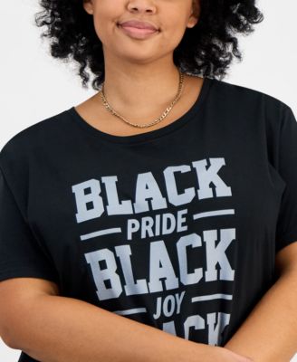 Trendy Plus Size Black Pride Joy Excellence Graphic T-shirt