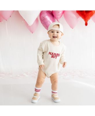 Baby Boys Mama's Patch Valentine's Day Long Sleeve Romper