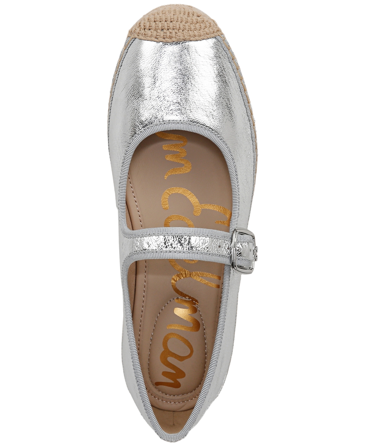 Shop Sam Edelman Women's Mackie Mary Jane Espadrille Flats In Soft Silver Leather
