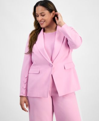 Plus Size Single-Button Crepe Blazer