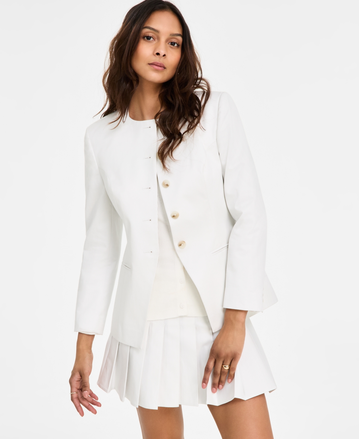 French Connection Sabine Slim Fit Stretch Cotton Twill Jacket In Summer White