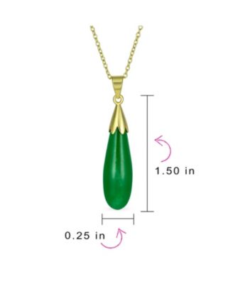 Elongated Teardrop Natural Stone Pendant Necklace in Sterling Silver