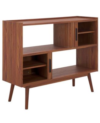 1 Pc Wood Media Stand, Tambour Doors, Interior Storage & Open Shelves – Entertainment Consoles
