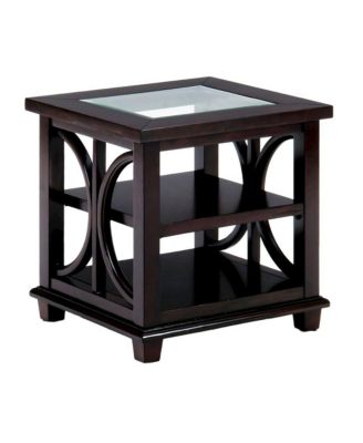 Panama Brown Contemporary Wood and Glass End Table