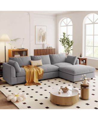 Upholstery Convertible Sectional Sofa, L Shaped Couch with Reversible Chaise