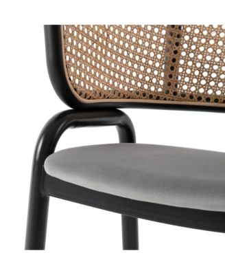 Dining Chair With Stainless Steel Legs Velvet Seat and Wicker Back