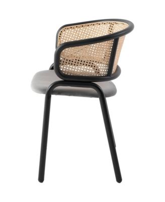 Dining Chair With Stainless Steel Legs Velvet Seat and Wicker Back