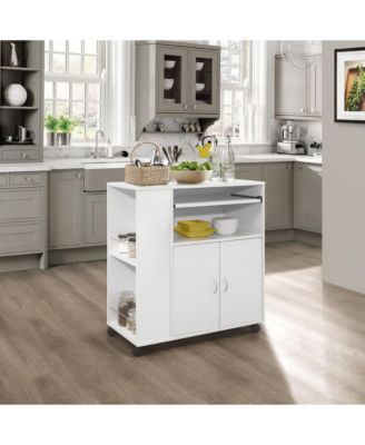 Alaina Kitchen Island Rolling Cart on Wheels with Storage Cabinet