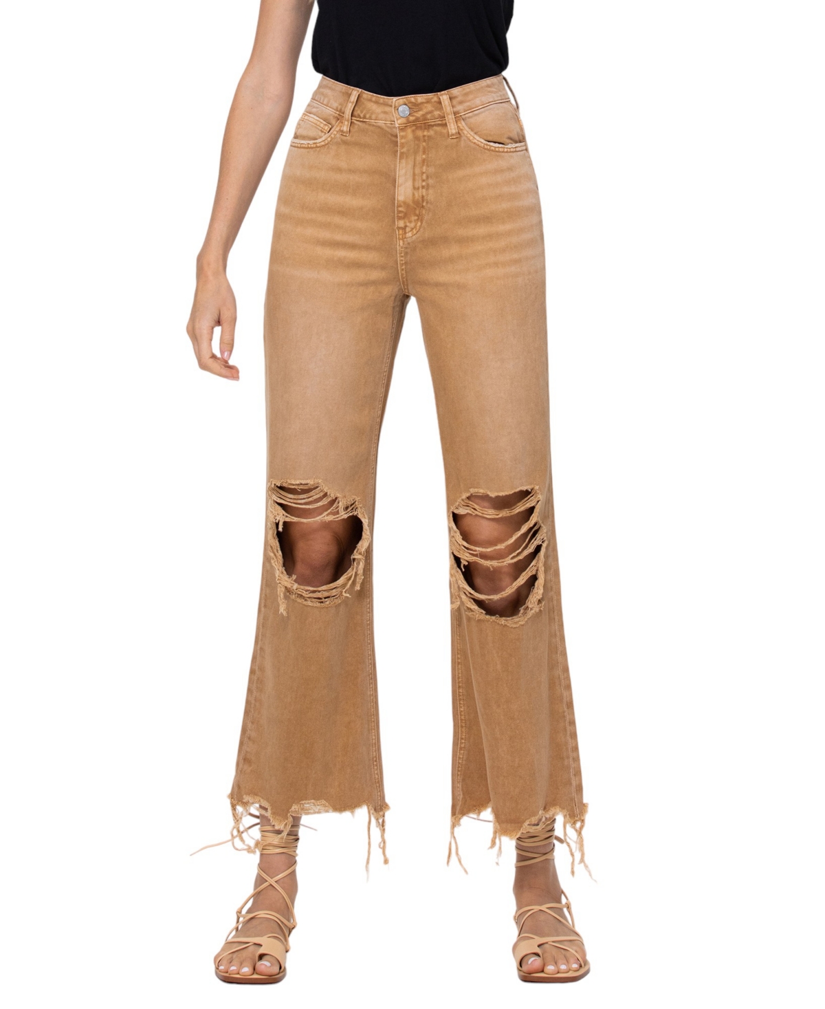 Women's Super High Rise 90's Vintage-like Cropped Flare Jeans - Kiss of california brown