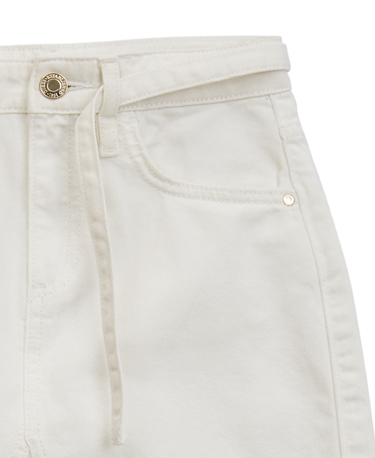 Shop Guess Big Girls Bull Denim Midi Skirt In White