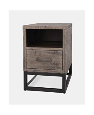 1-Pc Acacia Wood USB-Powered Drawer Chairside Table