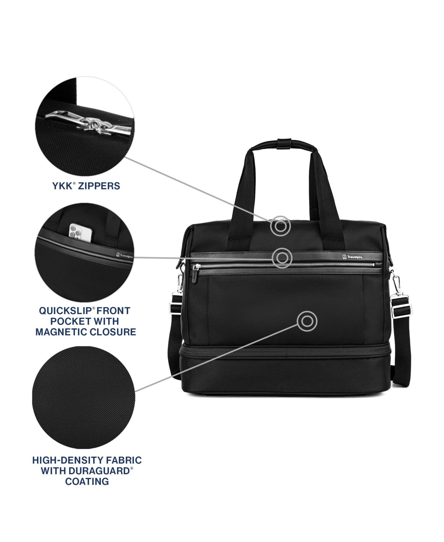 Сумка Travelpro Platinum Elite Drop-Bottom Weekender, цвет: Теневой чёрный — фото 11