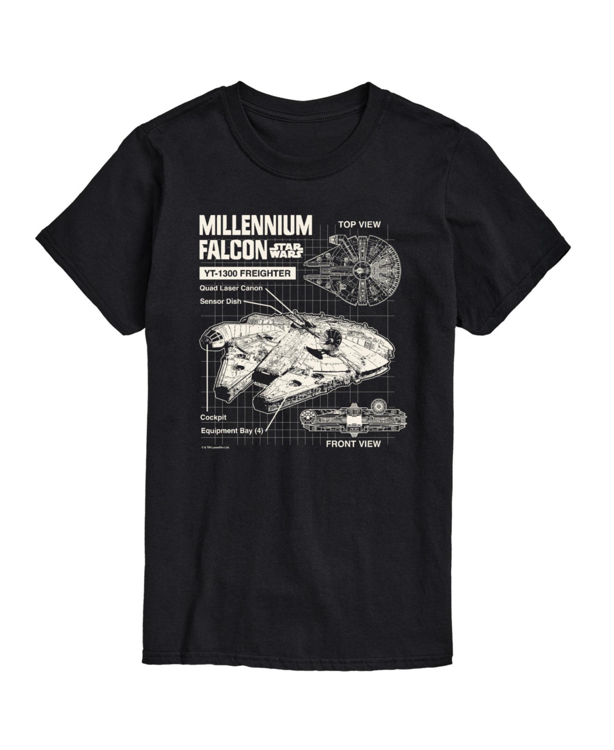 Airwaves Men's Star Wars Millennium Falcon Short Sleeve T-shirt In Black