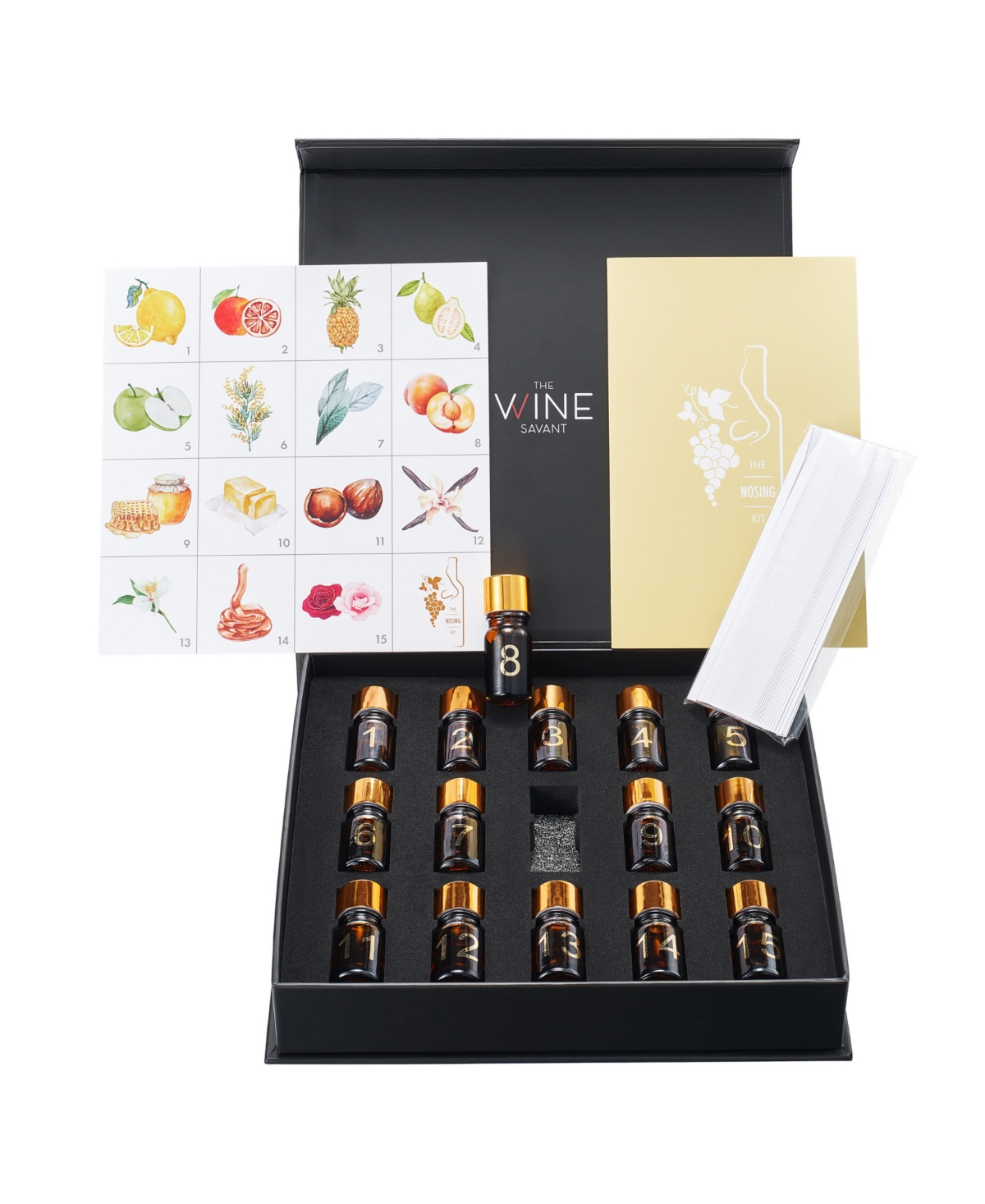 The Wine Savant White Wine Aroma Kit, Set Of 15 In Black