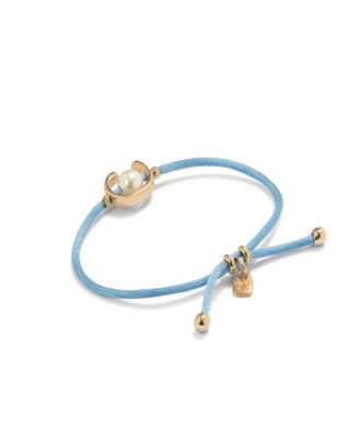 Blue Thread Cultivated Pearl Leather Bracelet