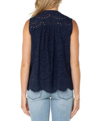 Women's Sleeveless Eyelet Top