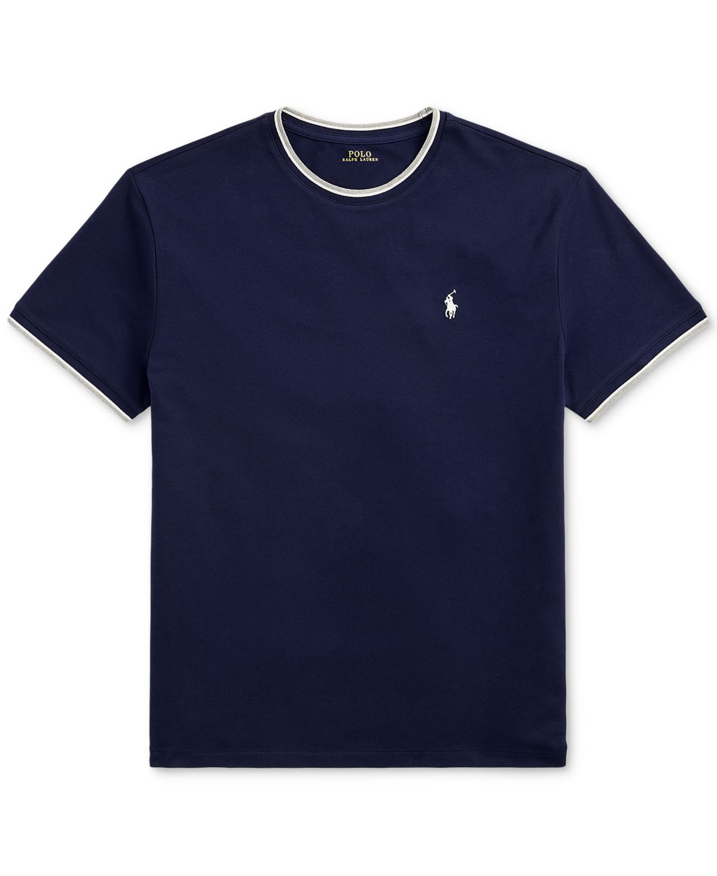 Мужская футболка Polo Ralph Lauren Classic-Fit Stretch Mesh, цвет: Тёмно-синий / Белый — фото 5