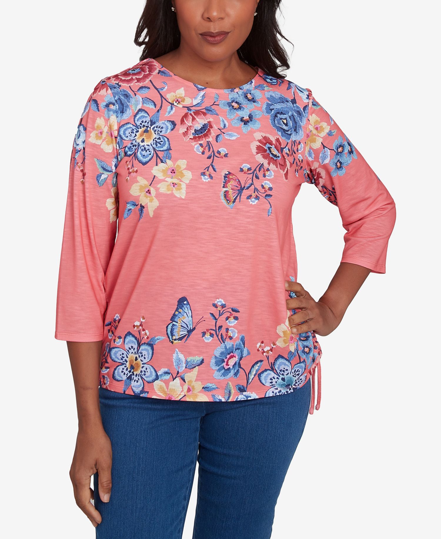 Women's Free Spirit Showstopping Crew Neck Floral Knit Top
