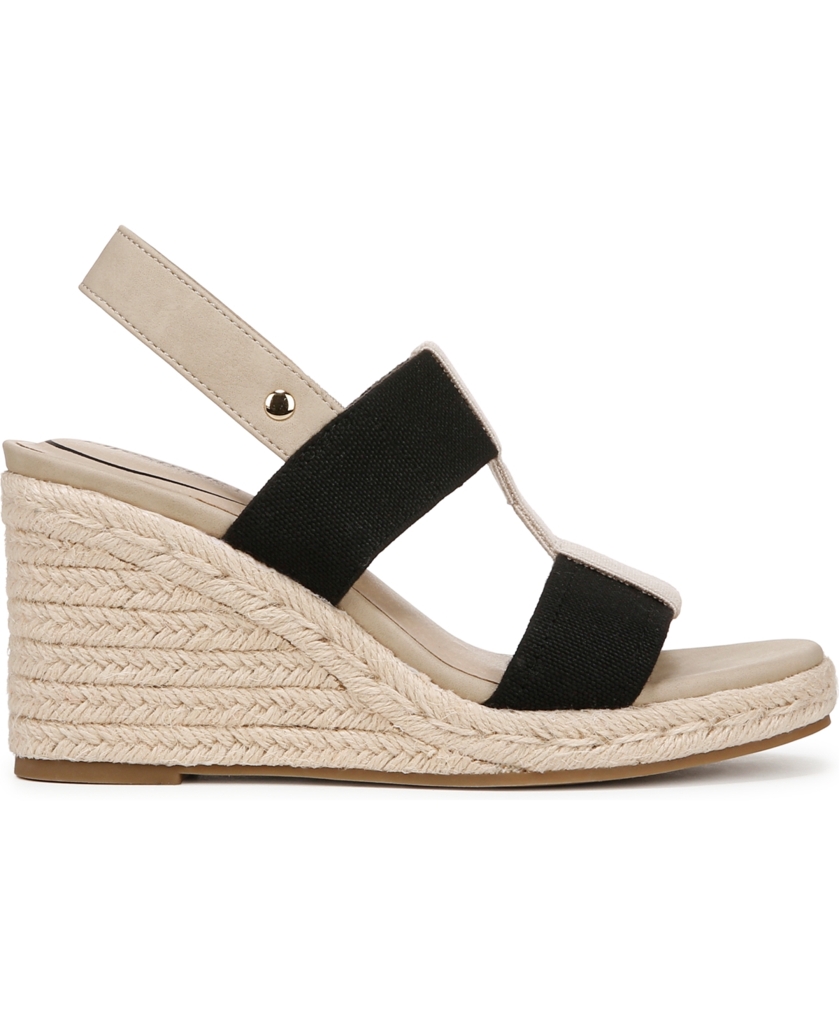 Shop Lifestride Women's Tallulah Espadrille Wedge Sandals In Black,natural Fabric,faux Leather