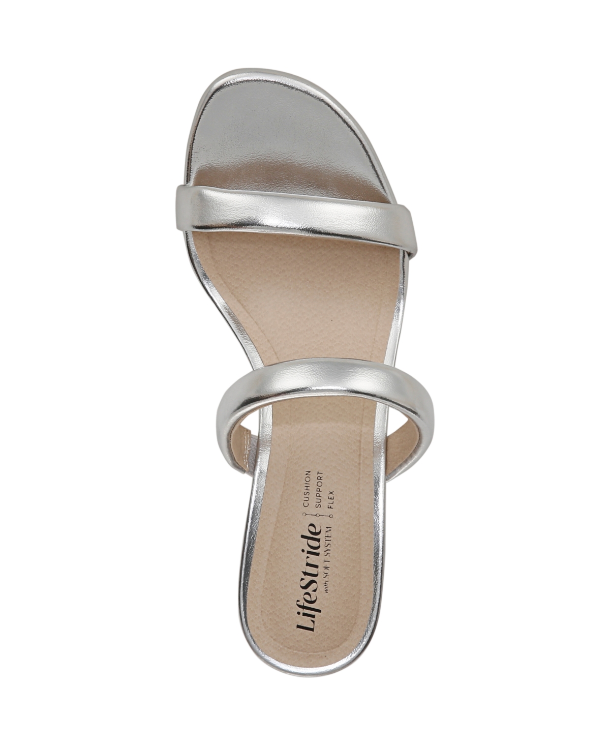 Shop Lifestride Women's Nalani Open Round Toe Slide Dress Sandals In Silver Faux Leather